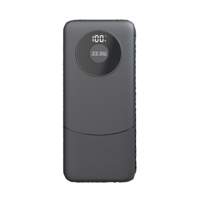Black portable power bank with LED display