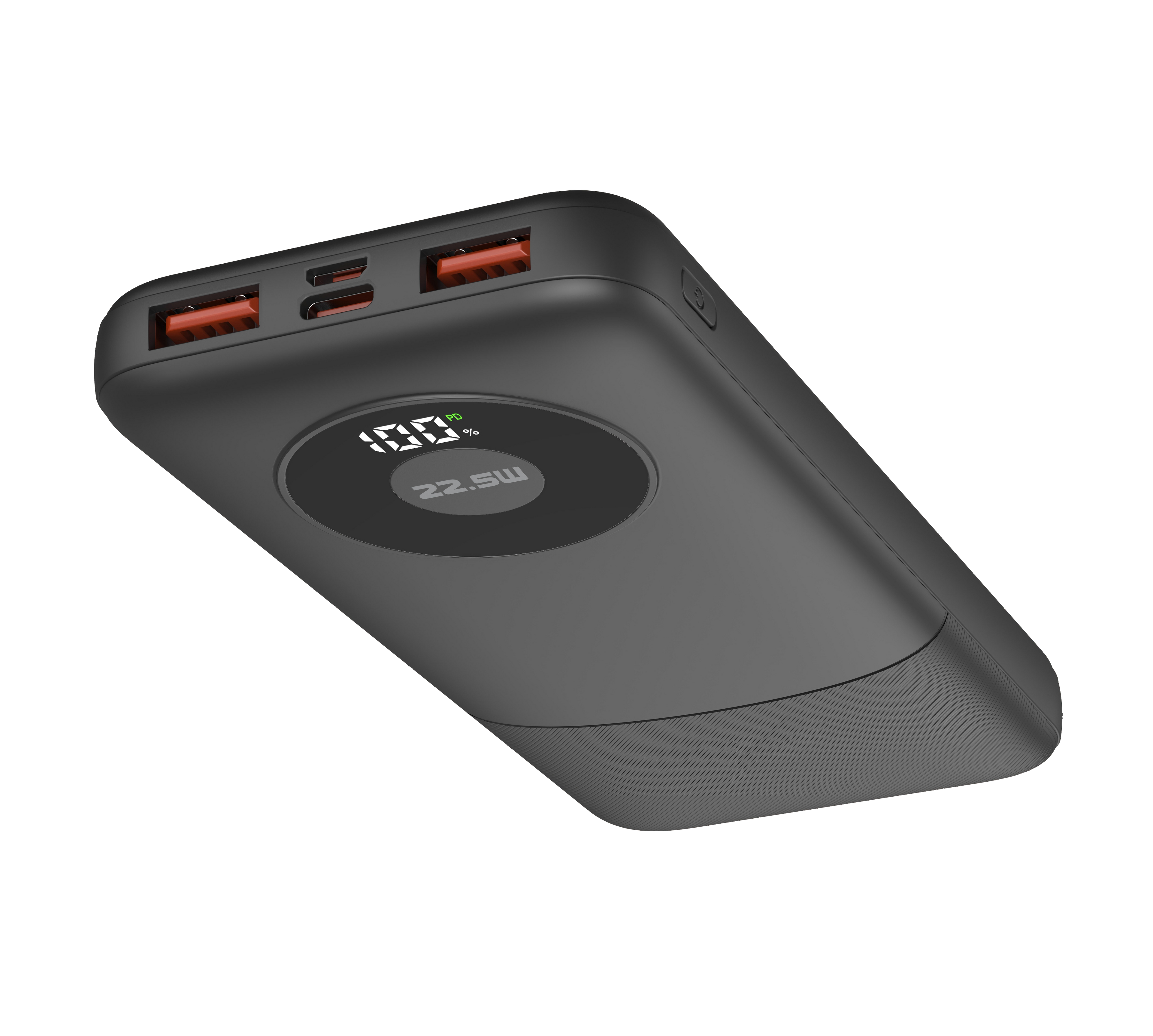 Black portable power bank with LED display